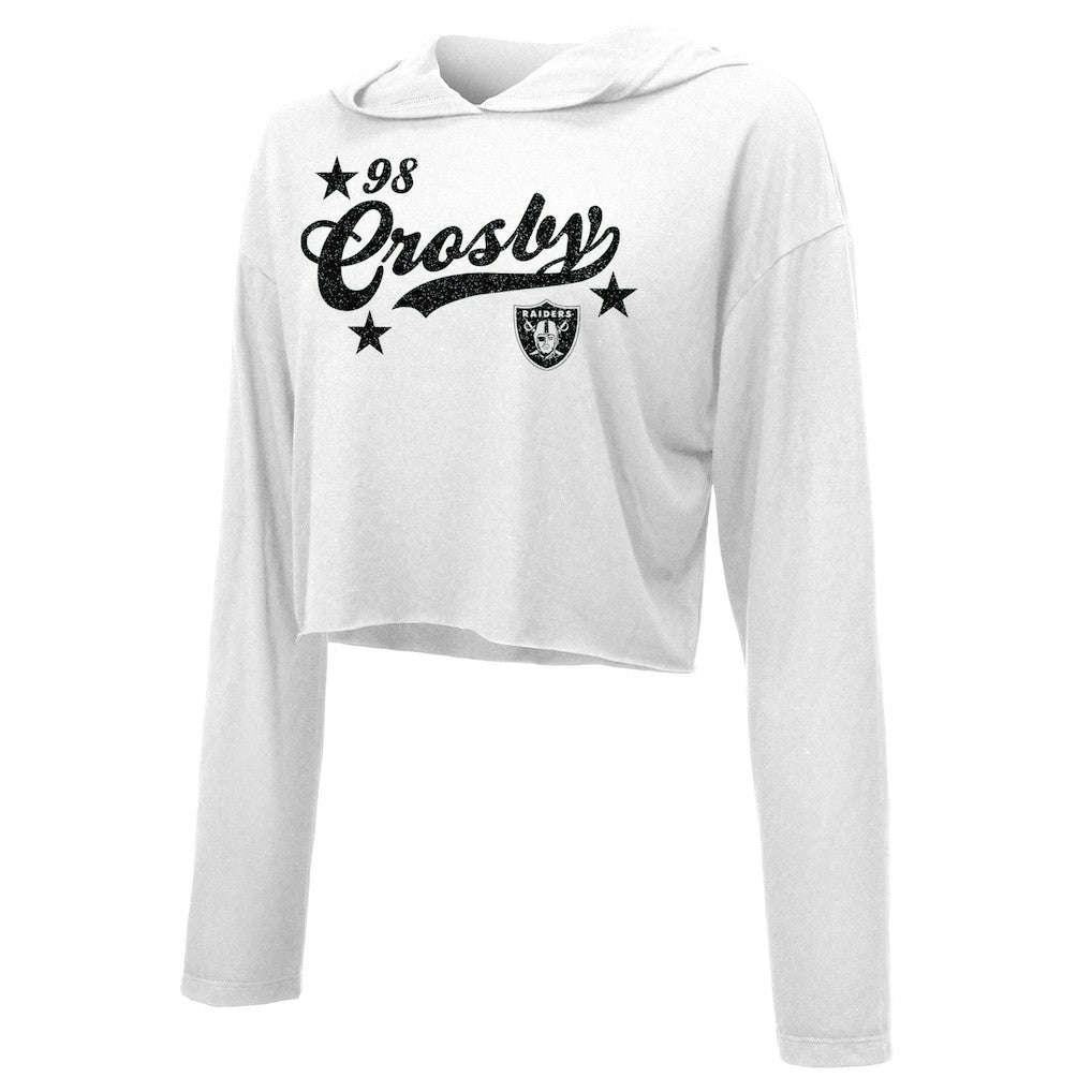 Maxx Crosby  Majestic Threads Women's Glitter Wordmark Hoodie - Las Vegas Raiders Hoodies