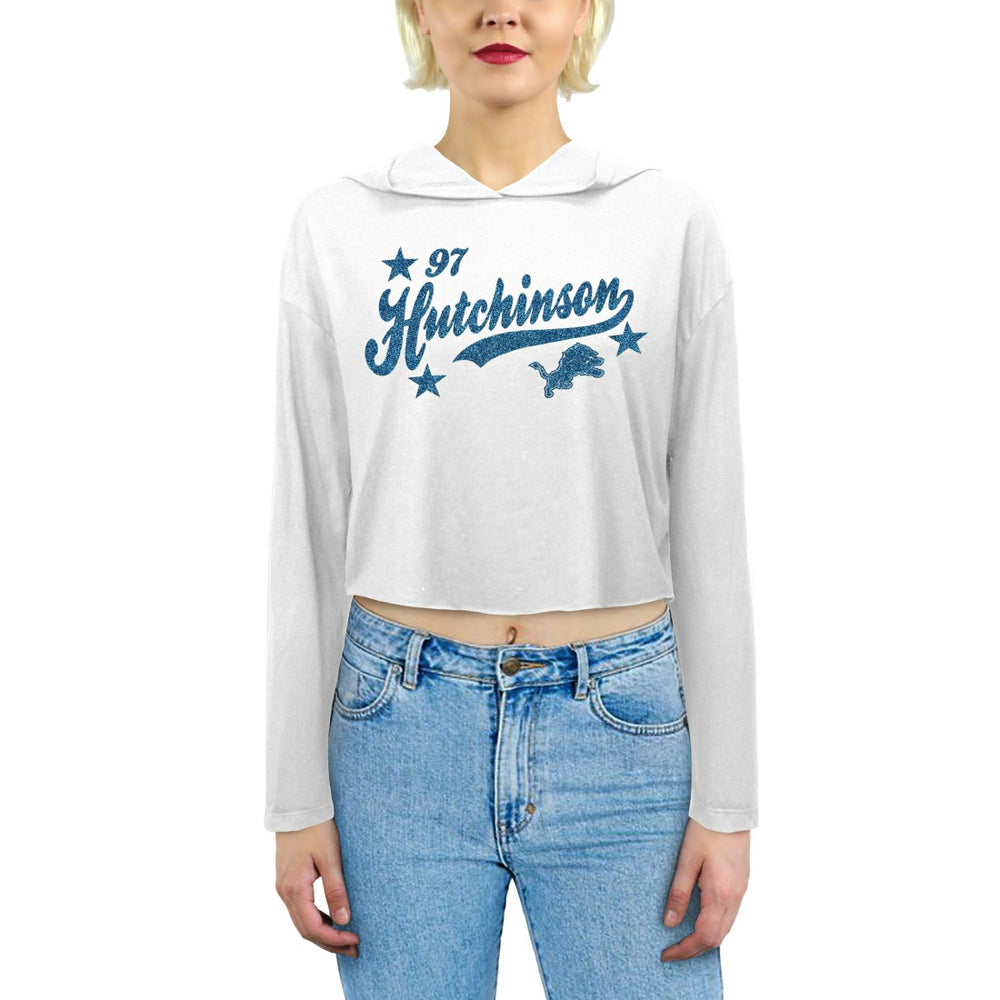 Aidan Hutchinson  Majestic Threads Women's Glitter Wordmark Hoodie - Detroit Lions Hoodies
