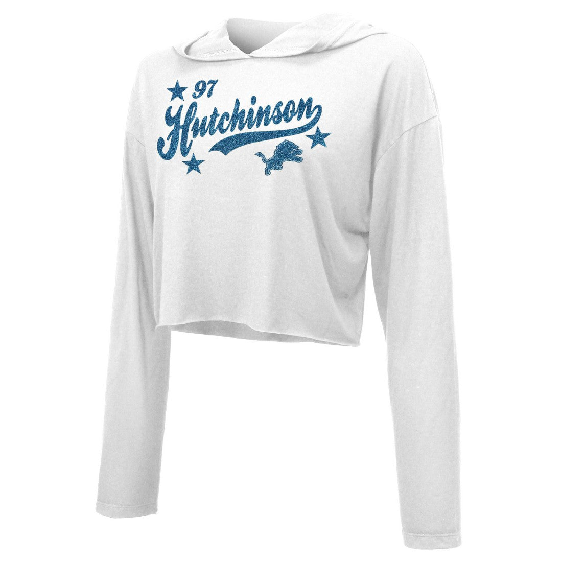 Aidan Hutchinson  Majestic Threads Women's Glitter Wordmark Hoodie - Detroit Lions Hoodies
