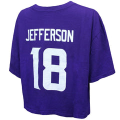 Justin Jefferson  Majestic Threads Women's Swarovski Crystals Boxy Cropped Name & Number T-Shirt - Minnesota Vikings T-shirts