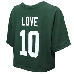 Jordan Love  Majestic Threads Women's Swarovski Crystals Boxy Cropped Name & Number T-Shirt - Green Bay Packers T-shirts