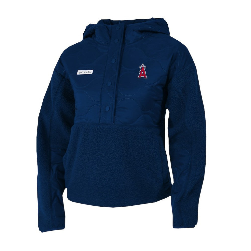 Navy Los Angeles Angels Columbia Women's Cloud Point Hooded Fleece Half-Snap Pullover Jacket