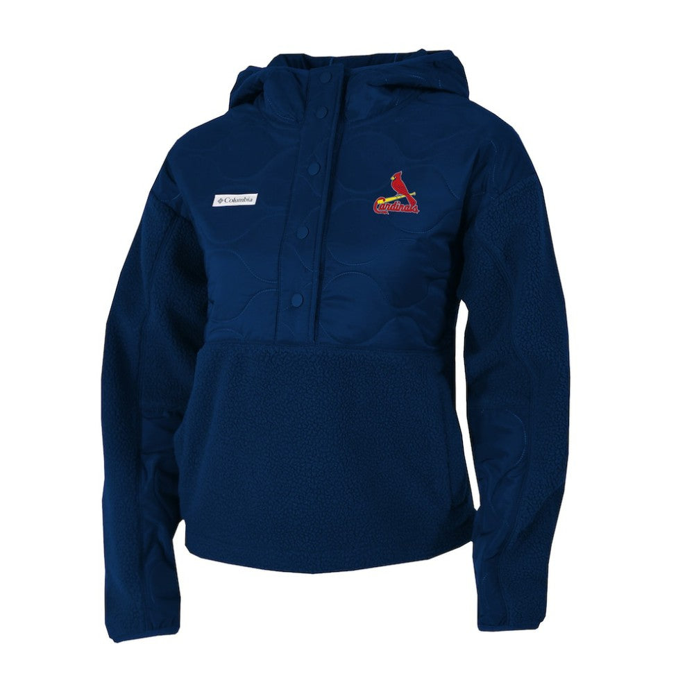 Navy St. Louis Cardinals Columbia Women's Cloud Point Hooded Fleece Half-Snap Pullover Jacket