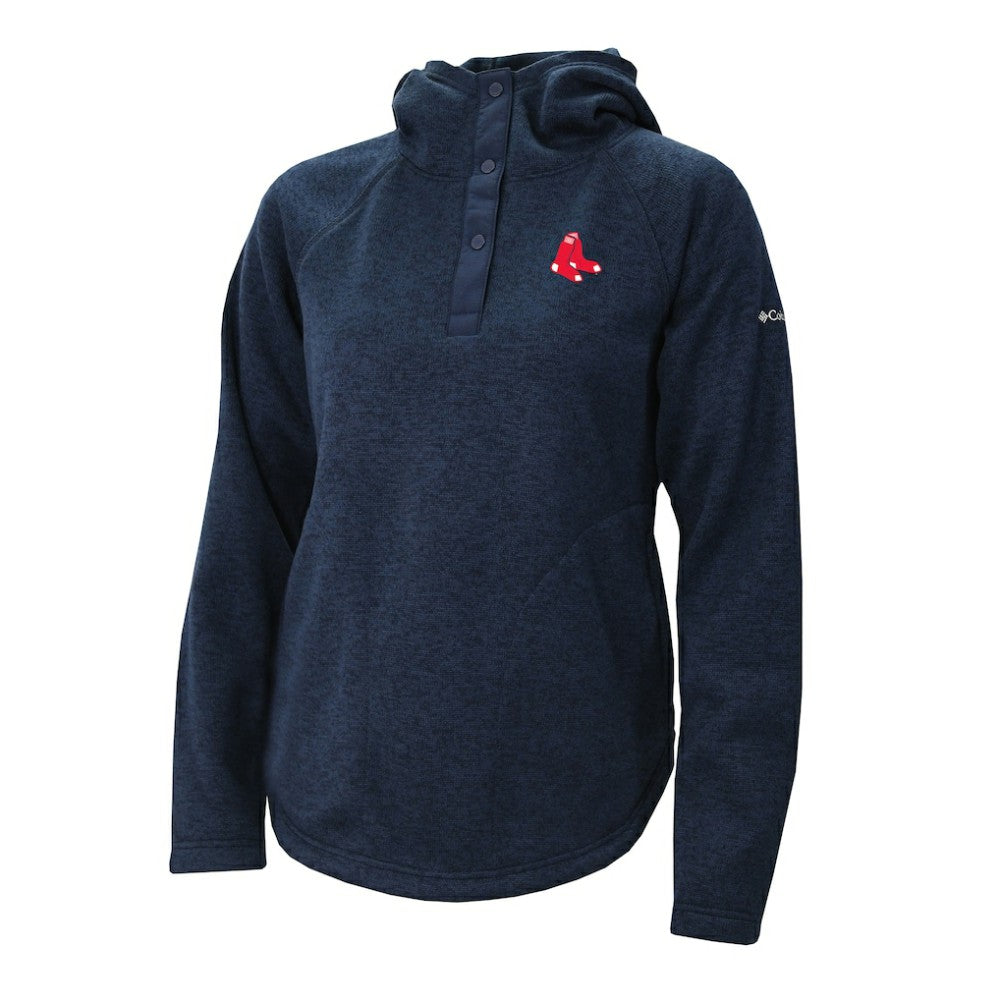Navy Boston Red Sox Columbia Women's Half-Snap Pullover Hoodie