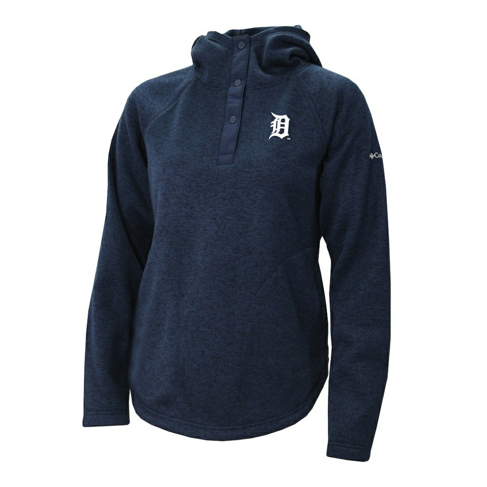 Navy Detroit Tigers Columbia Women's Half-Snap Pullover Hoodie