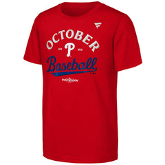 Red Philadelphia Phillies Fanatics Youth 2025 MLB Postseason Locker Room T-Shirt