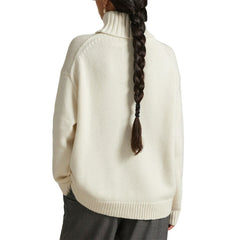 Cream Yankees Polo Ralph Lauren Women's Wool-Blend Turtleneck Sweater