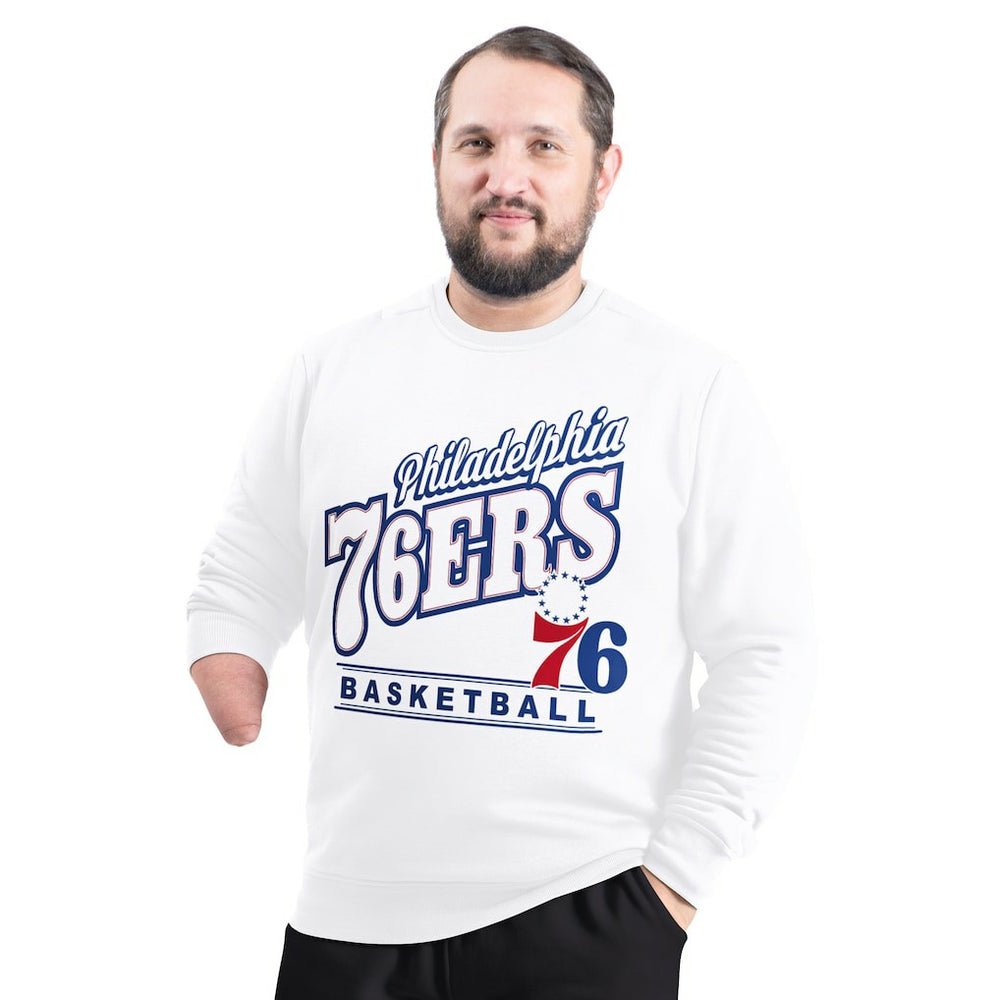 Philadelphia 76ers G-III Sports by Carl Banks Adaptive Headliner Fleece Crewneck Sweatshirt