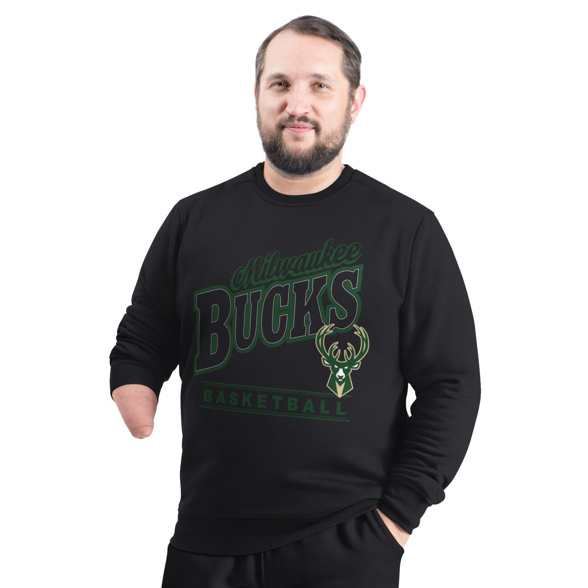 Milwaukee Bucks G-III Sports by Carl Banks Adaptive Headliner Fleece Crewneck Sweatshirt
