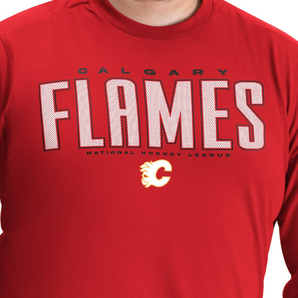 NHL Calgary Flames G-III Sports by Carl Banks Adaptive Mesh Effect Long Sleeve T-Shirt