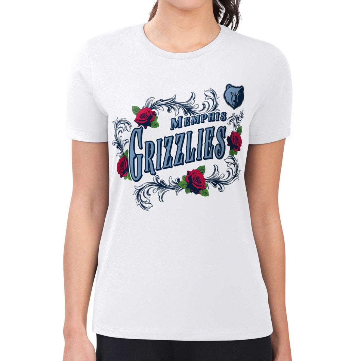 Memphis Grizzlies G-III 4Her by Carl Banks Women's Super-Slim Fit Lightweight Roses Crew Neck T-Shirt