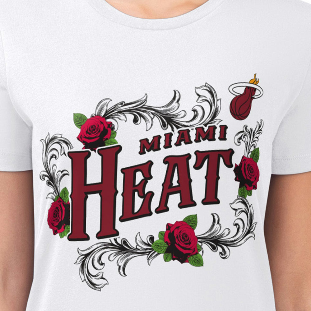 Miami Heat G-III 4Her by Carl Banks Women's Super-Slim Fit Lightweight Roses Crew Neck T-Shirt
