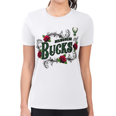 Milwaukee Bucks G-III 4Her by Carl Banks Women's Super-Slim Fit Lightweight Roses Crew Neck T-Shirt