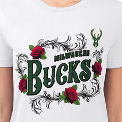 Milwaukee Bucks G-III 4Her by Carl Banks Women's Super-Slim Fit Lightweight Roses Crew Neck T-Shirt