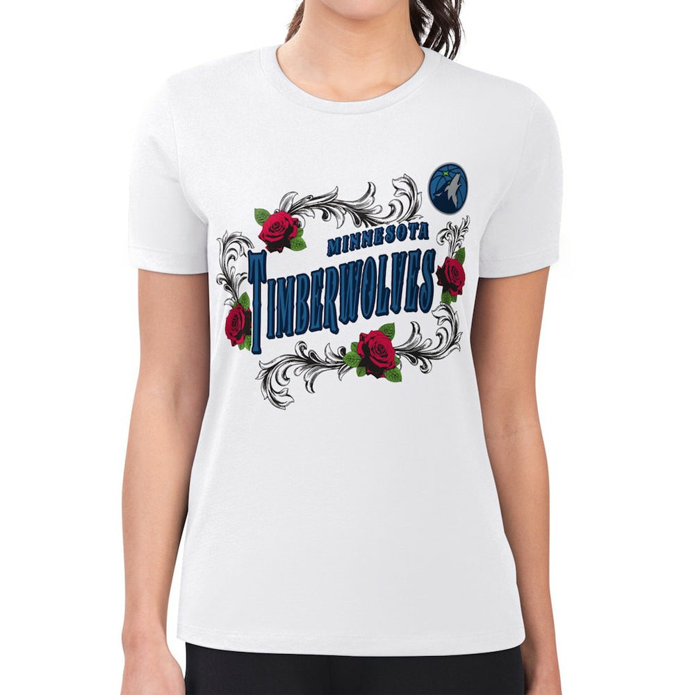 Minnesota Timberwolves G-III 4Her by Carl Banks Women's Super-Slim Fit Lightweight Roses Crew Neck T-Shirt