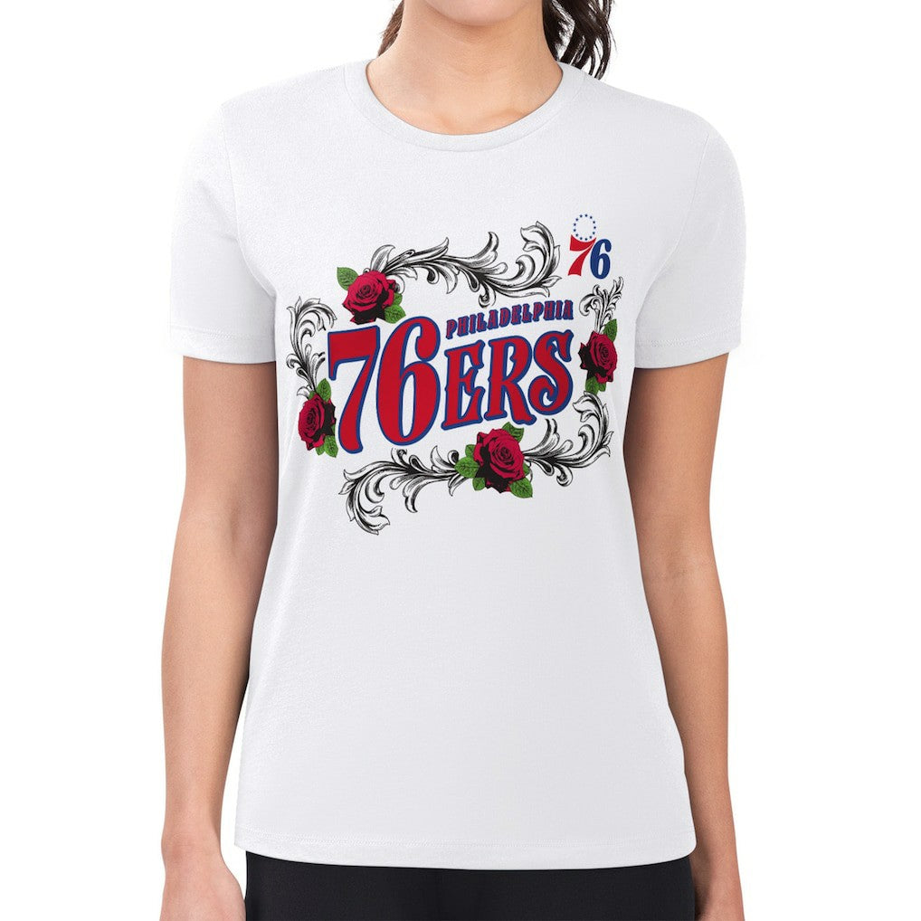 Philadelphia 76ers G-III 4Her by Carl Banks Women's Super-Slim Fit Lightweight Roses Crew Neck T-Shirt