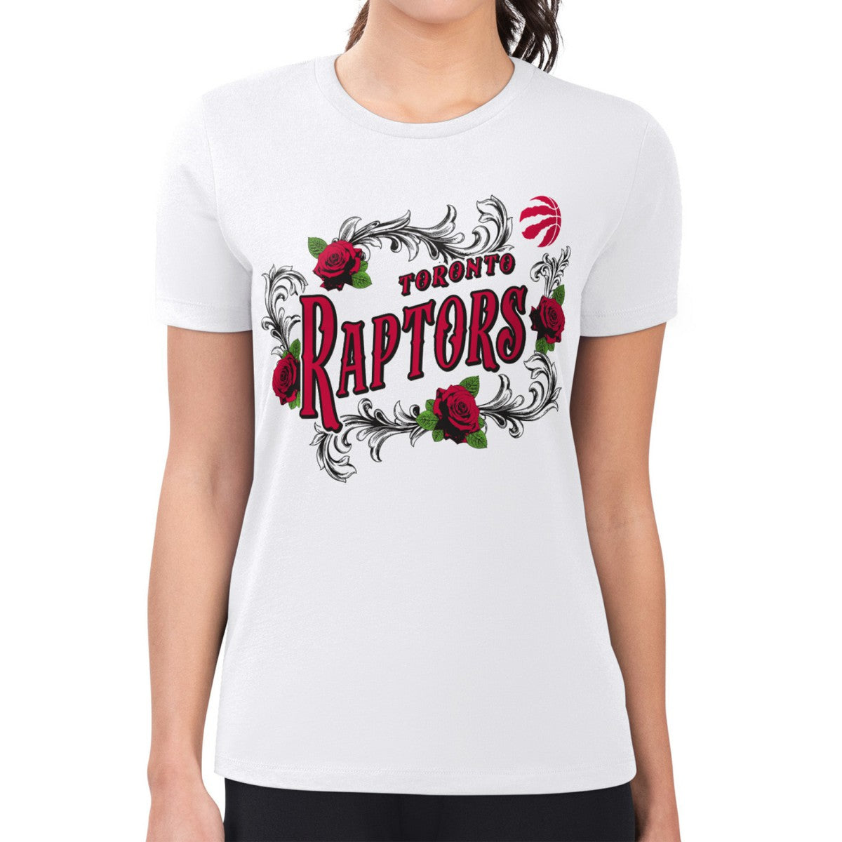 Toronto Raptors G-III 4Her by Carl Banks Women's Super-Slim Fit Lightweight Roses Crew Neck T-Shirt