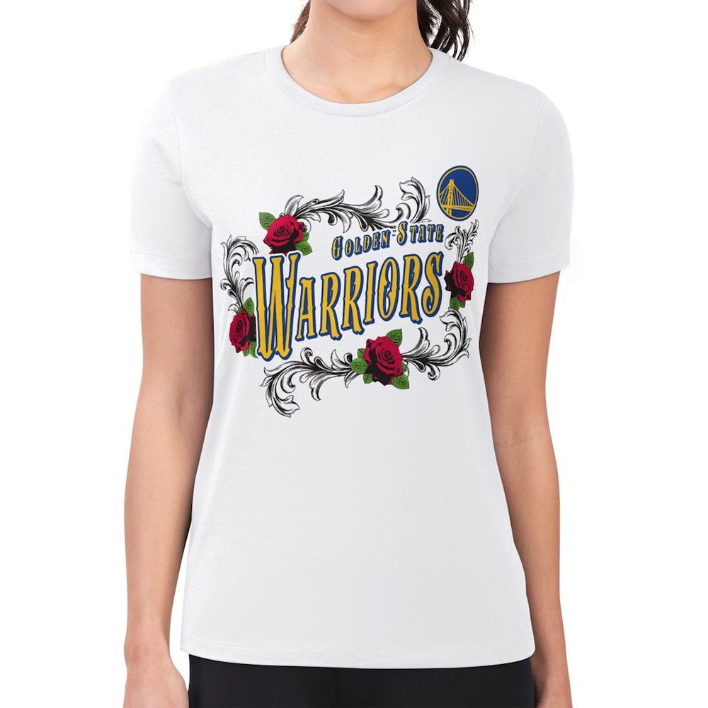 Golden State Warriors G-III 4Her by Carl Banks Women's Super-Slim Fit Lightweight Roses Crew Neck T-Shirt sale