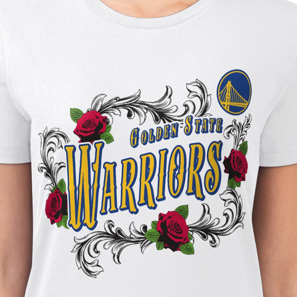 Golden State Warriors G-III 4Her by Carl Banks Women's Super-Slim Fit Lightweight Roses Crew Neck T-Shirt sale