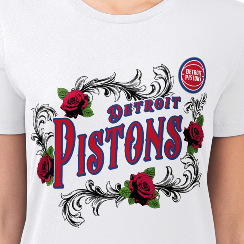 Detroit Pistons G-III 4Her by Carl Banks Women's Super-Slim Fit Lightweight Roses Crew Neck T-Shirt sale