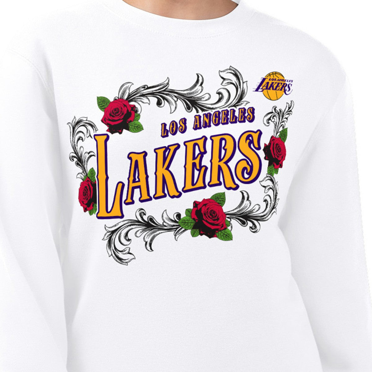 Los Angeles Lakers G-III 4Her by Carl Banks Women's Roses Fleece Tri-Blend Sweatshirt