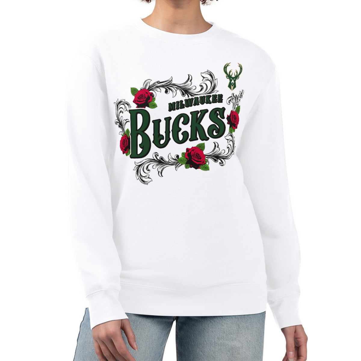 Milwaukee Bucks G-III 4Her by Carl Banks Women's Roses Fleece Tri-Blend Sweatshirt