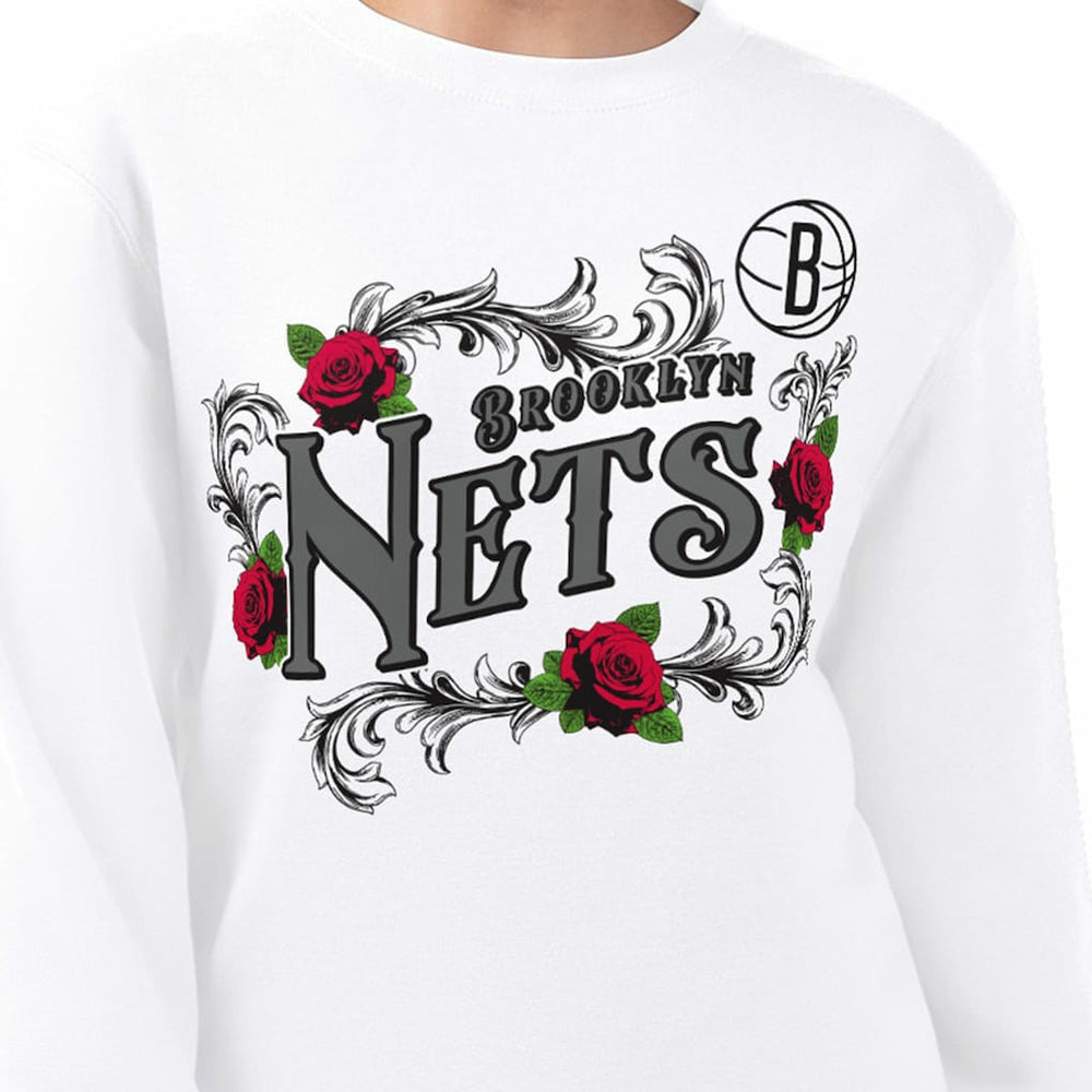 Brooklyn Nets G-III 4Her by Carl Banks Women's Roses Fleece Tri-Blend Sweatshirt