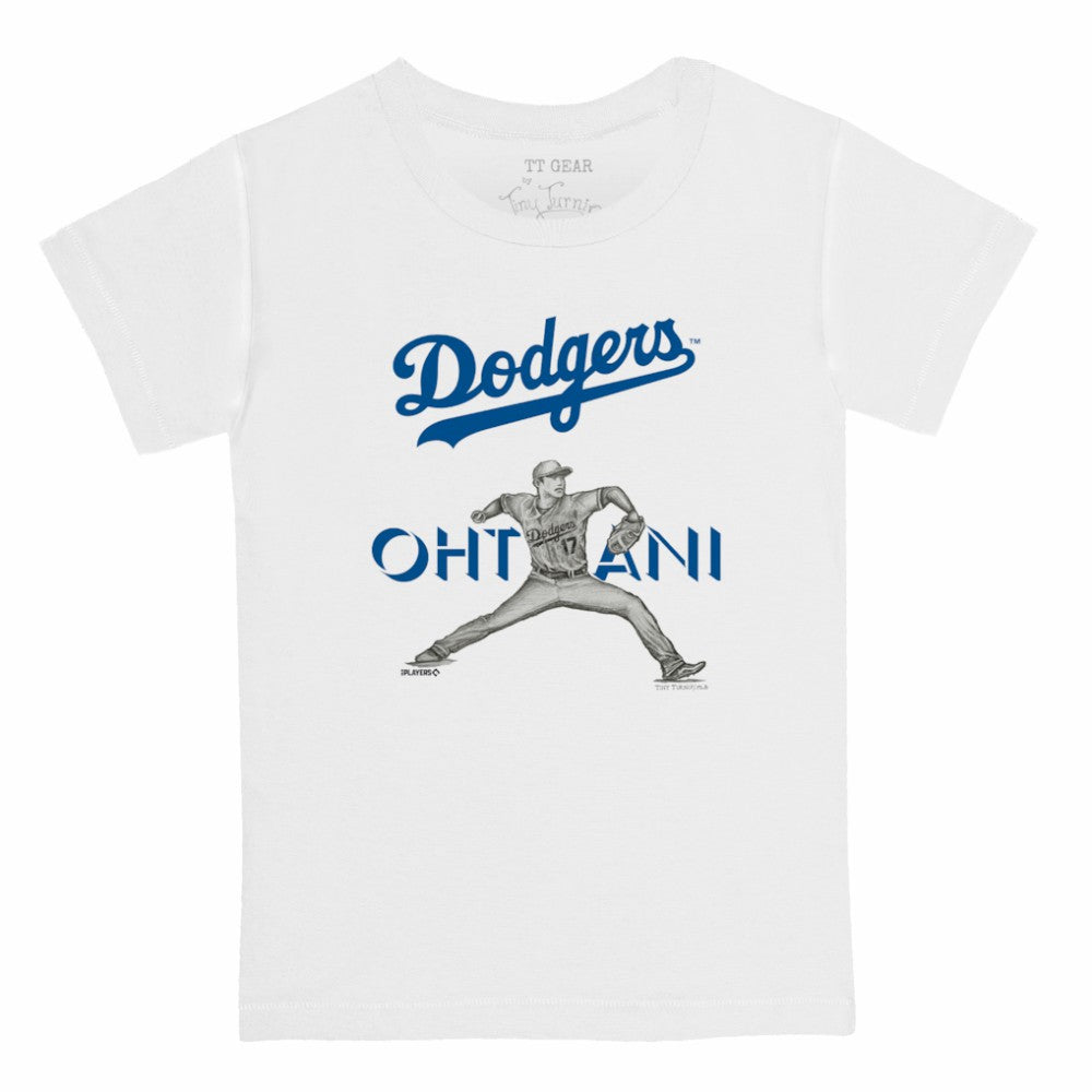 White Shohei Ohtani Los Angeles Dodgers Tiny Turnip Youth Pitch Graphic T-Shirt