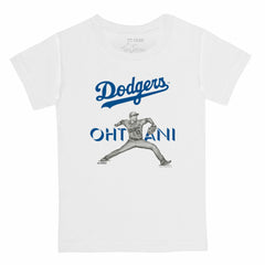 White Shohei Ohtani Los Angeles Dodgers Tiny Turnip Youth Pitch Graphic T-Shirt