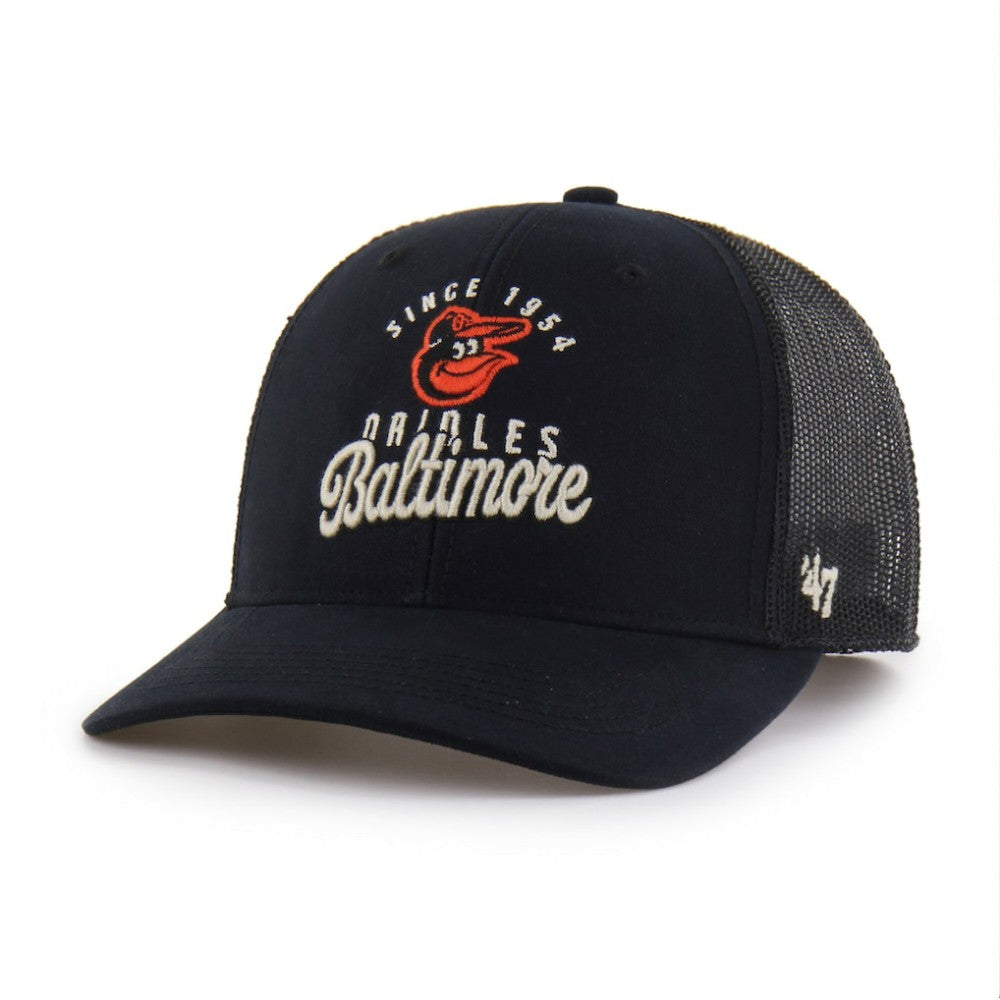 Black Baltimore Orioles '47 Pitstop Trucker Adjustable Hat