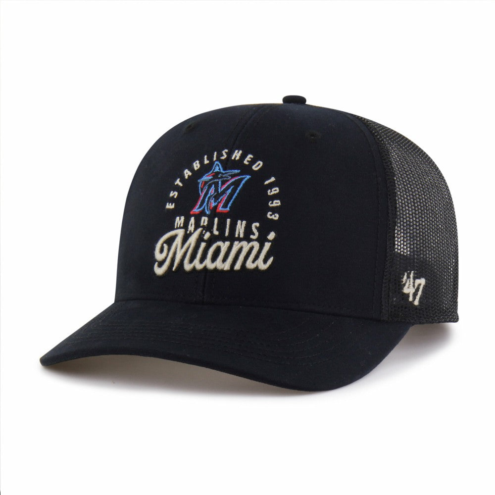 Black Miami Marlins '47 Pitstop Trucker Adjustable Hat