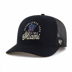 Black Miami Marlins '47 Pitstop Trucker Adjustable Hat