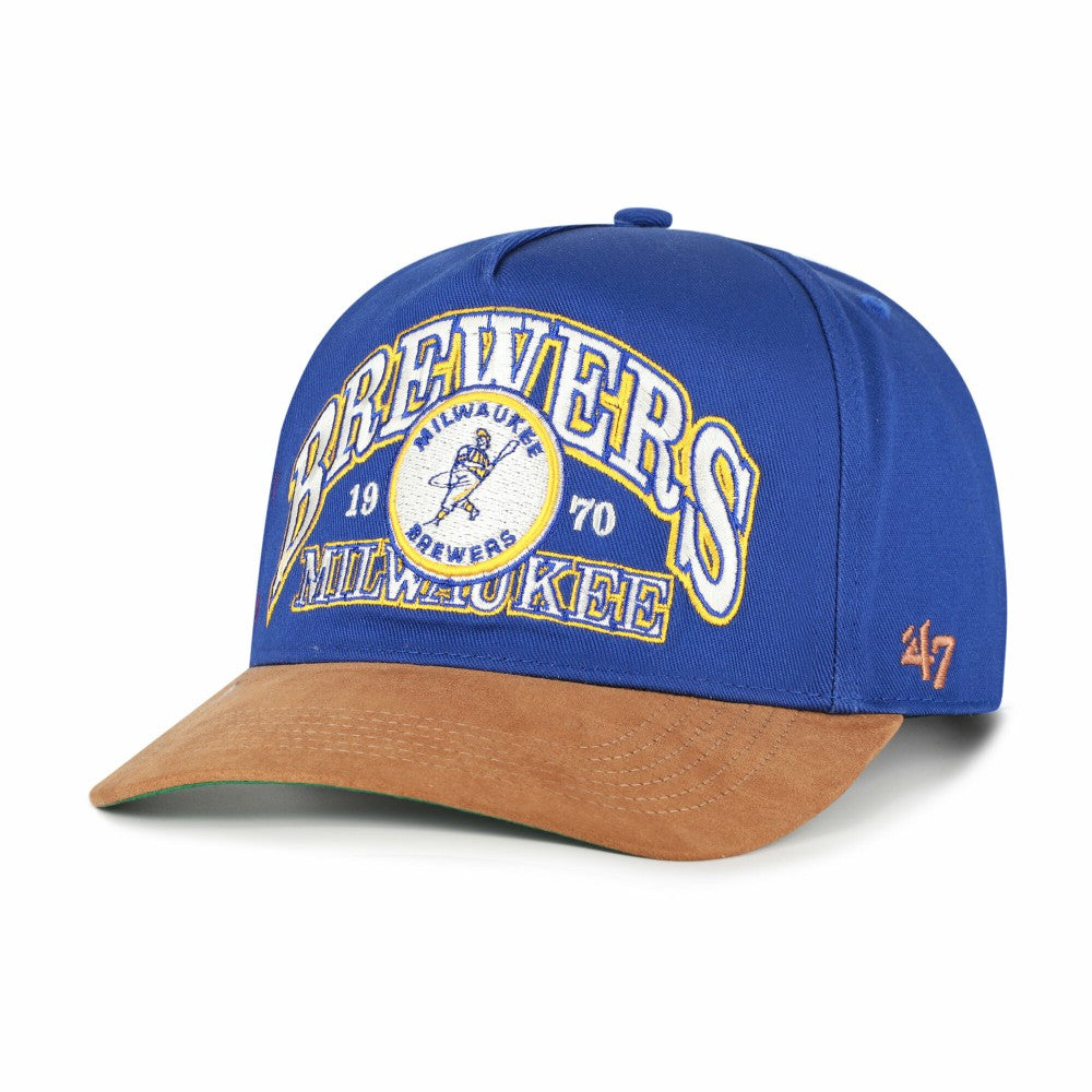 Royal/Brown Milwaukee Brewers '47 Cooperstown Break Wood Suede Hitch Adjustable Hat