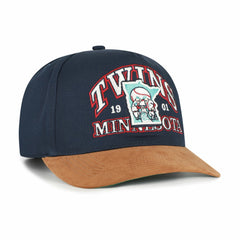Navy/Brown Minnesota Twins '47 Cooperstown Break Wood Suede Hitch Adjustable Hat