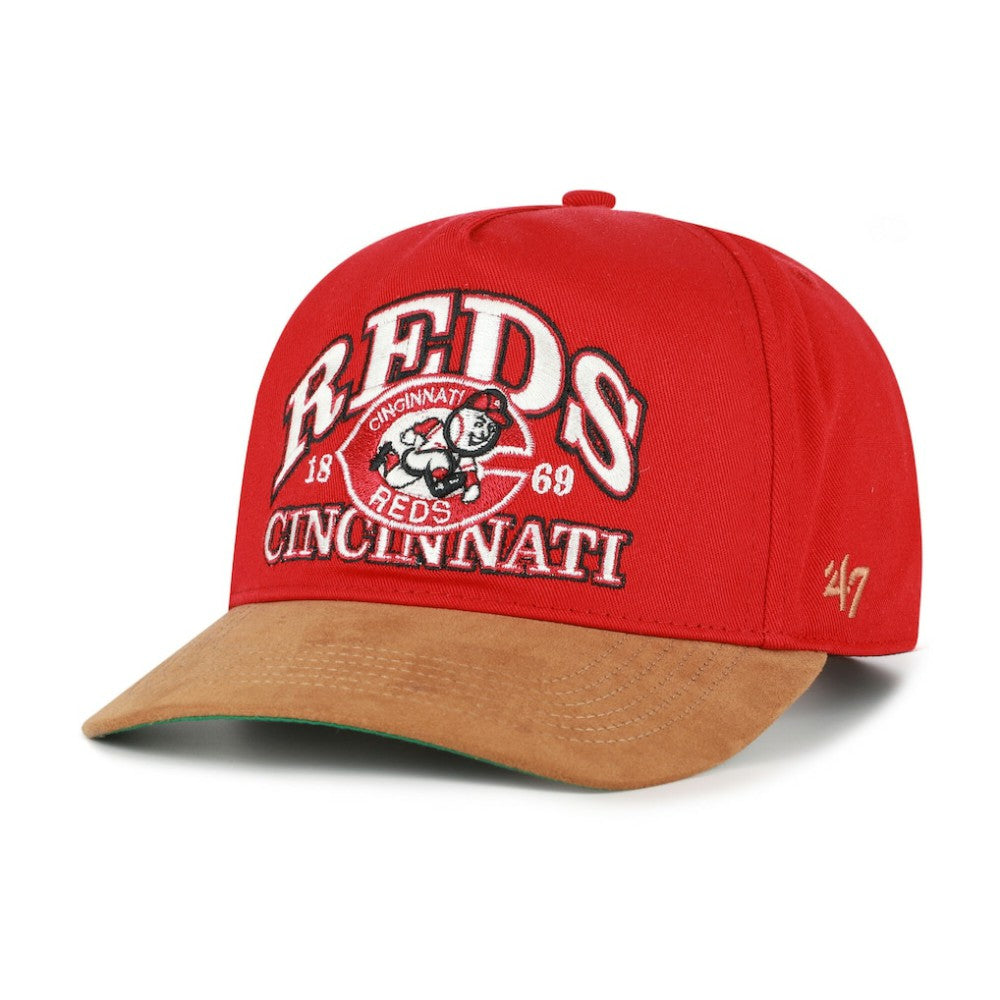 Red/Brown Cincinnati Reds '47 Cooperstown Break Wood Suede Hitch Adjustable Hat