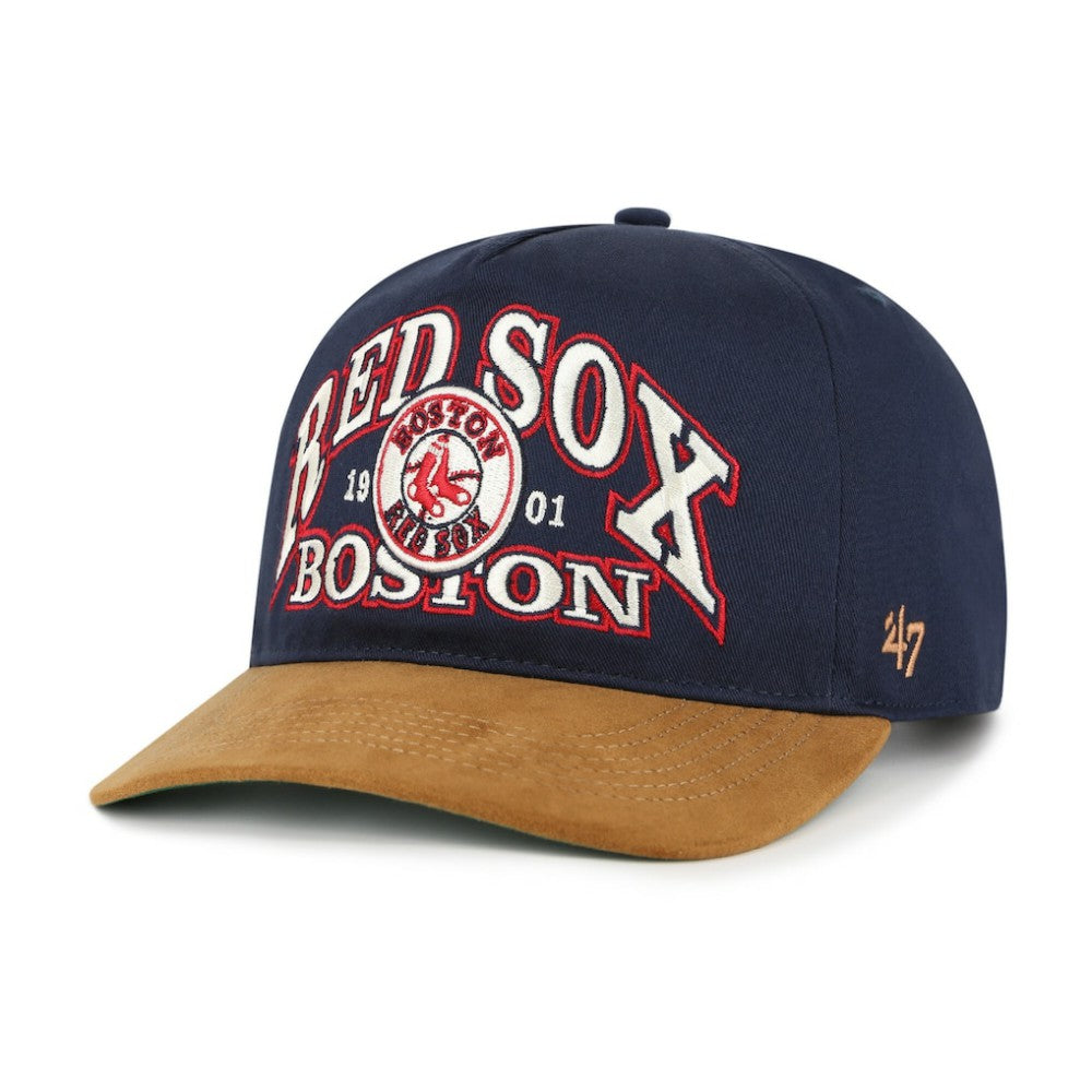 Navy/Brown Boston Red Sox '47 Cooperstown Break Wood Suede Hitch Adjustable Hat