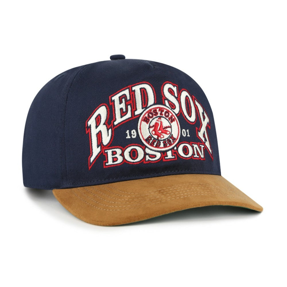 Navy/Brown Boston Red Sox '47 Cooperstown Break Wood Suede Hitch Adjustable Hat