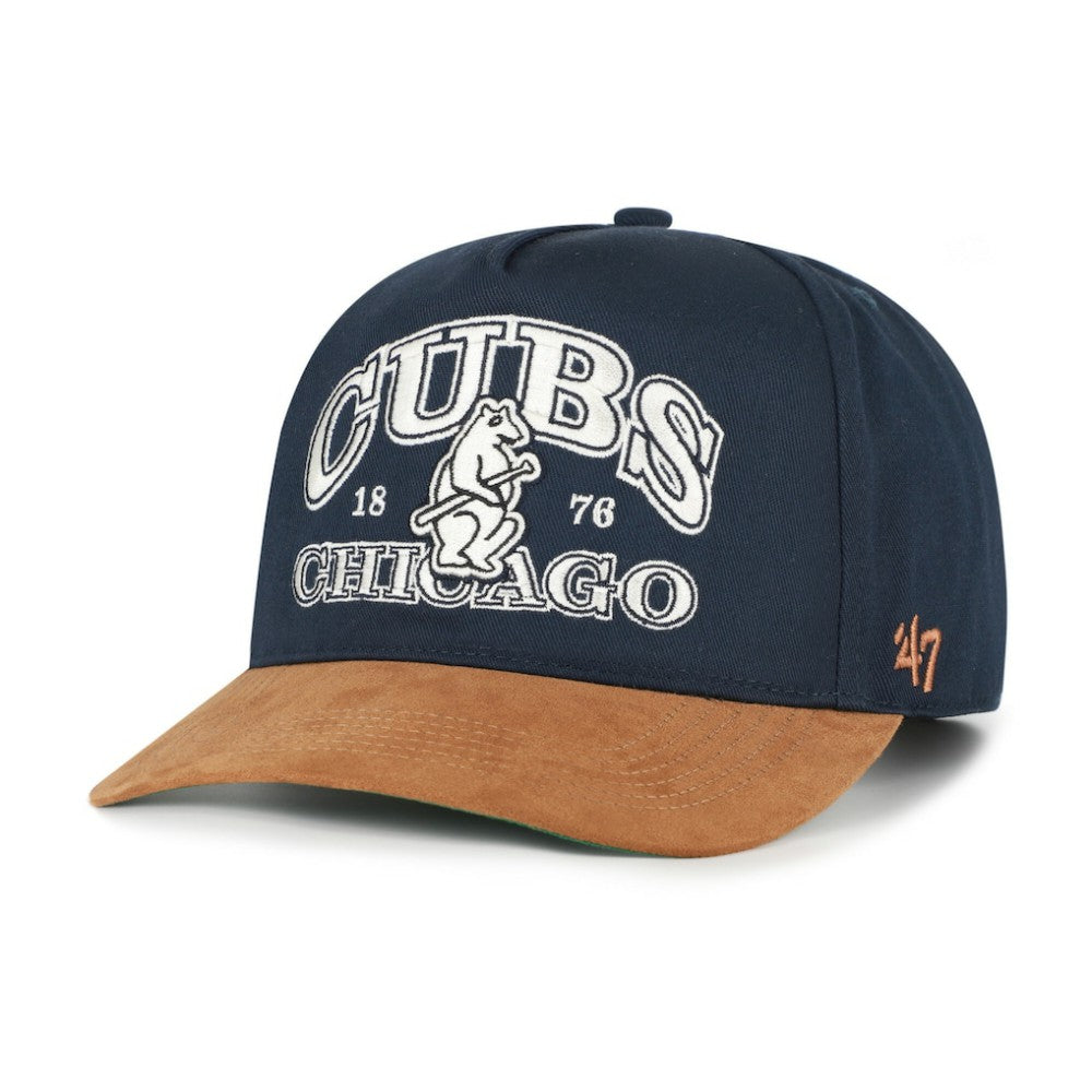 Navy/Brown Chicago Cubs '47 Cooperstown Break Wood Suede Hitch Adjustable Hat