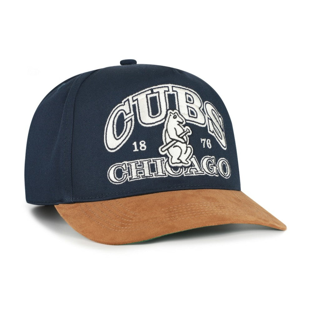 Navy/Brown Chicago Cubs '47 Cooperstown Break Wood Suede Hitch Adjustable Hat