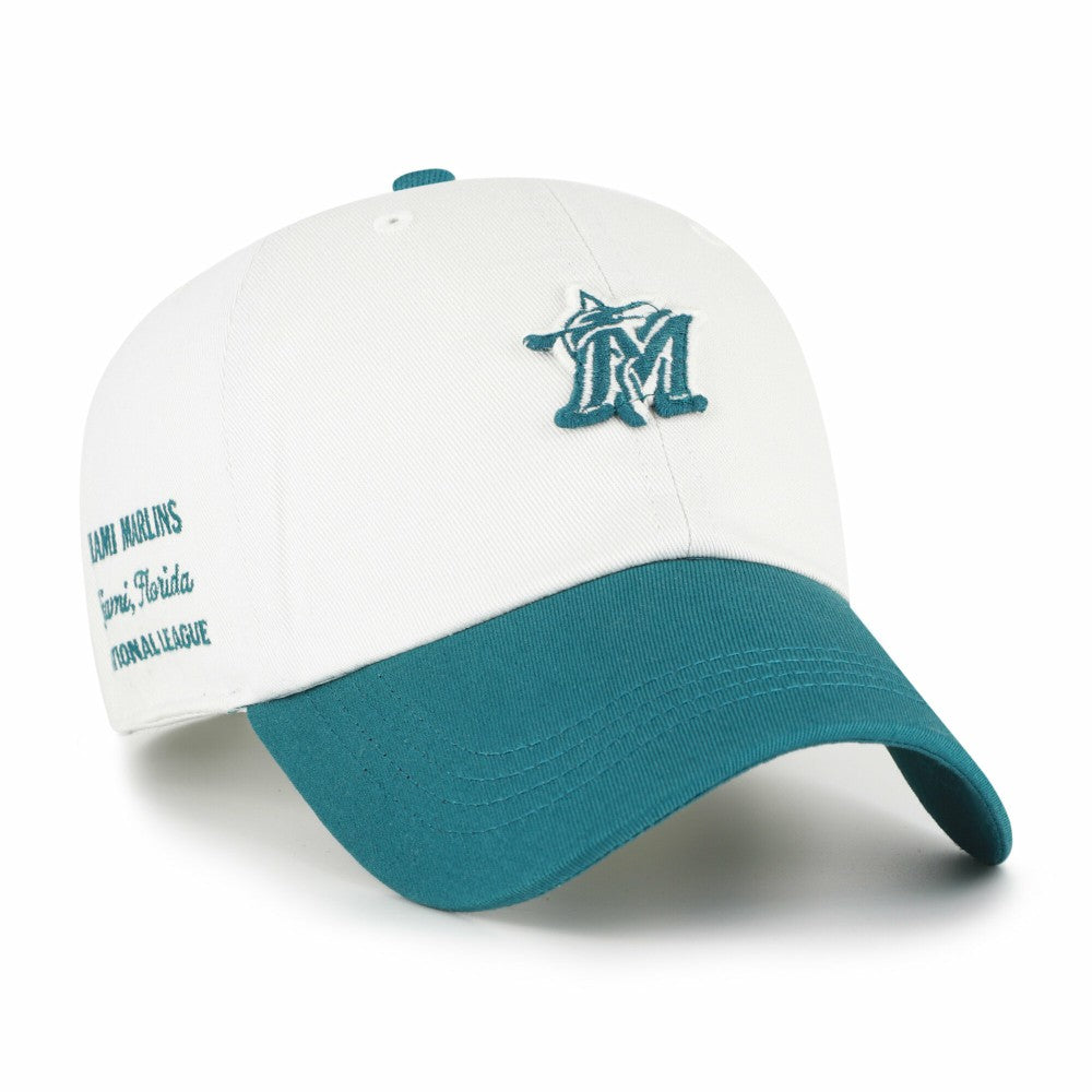 White/Teal Miami Marlins '47 Contemporary Tonal Clean Up Adjustable Hat