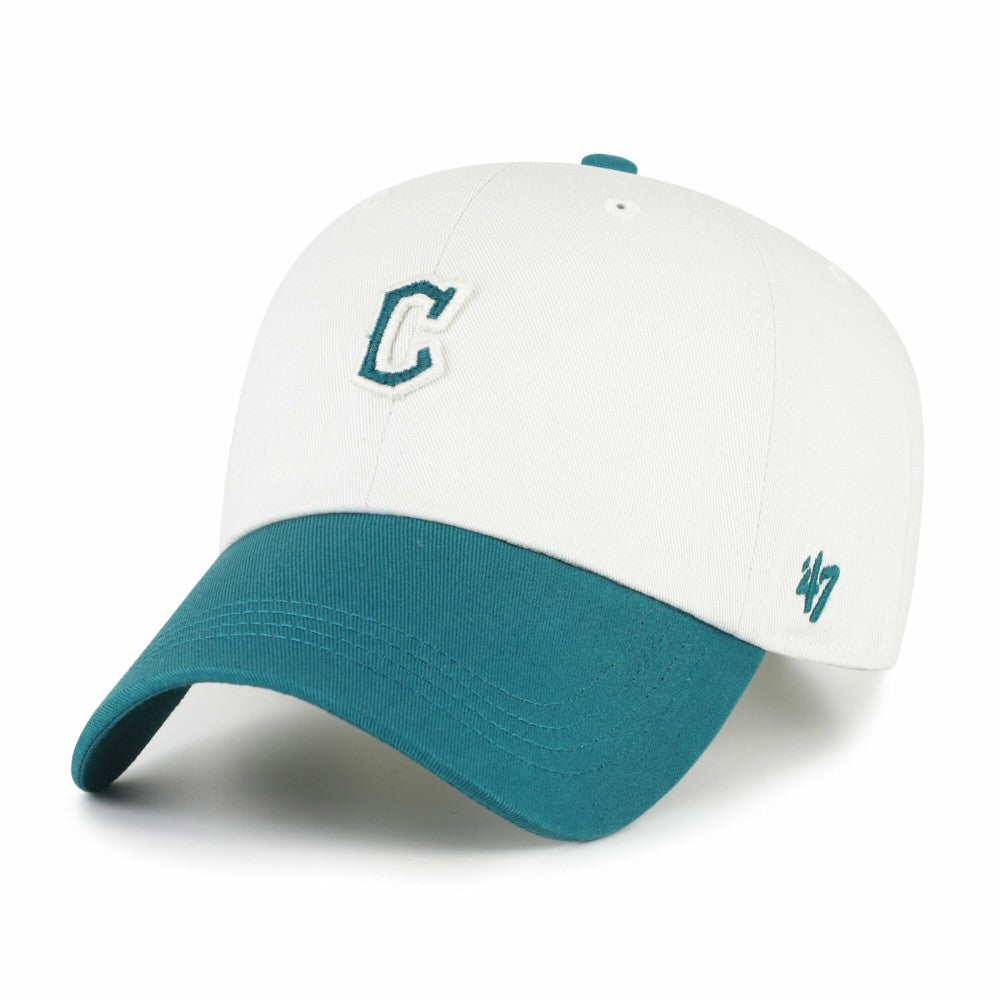 White/Teal Cleveland Guardians '47 Contemporary Tonal Clean Up Adjustable Hat