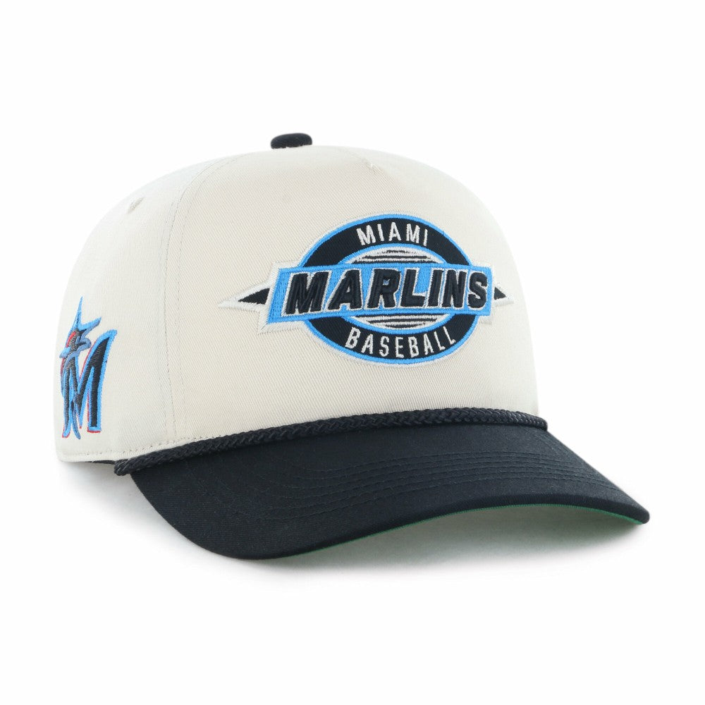 Natural/Black Miami Marlins '47 Youth Frame Out Hitch Adjustable Hat