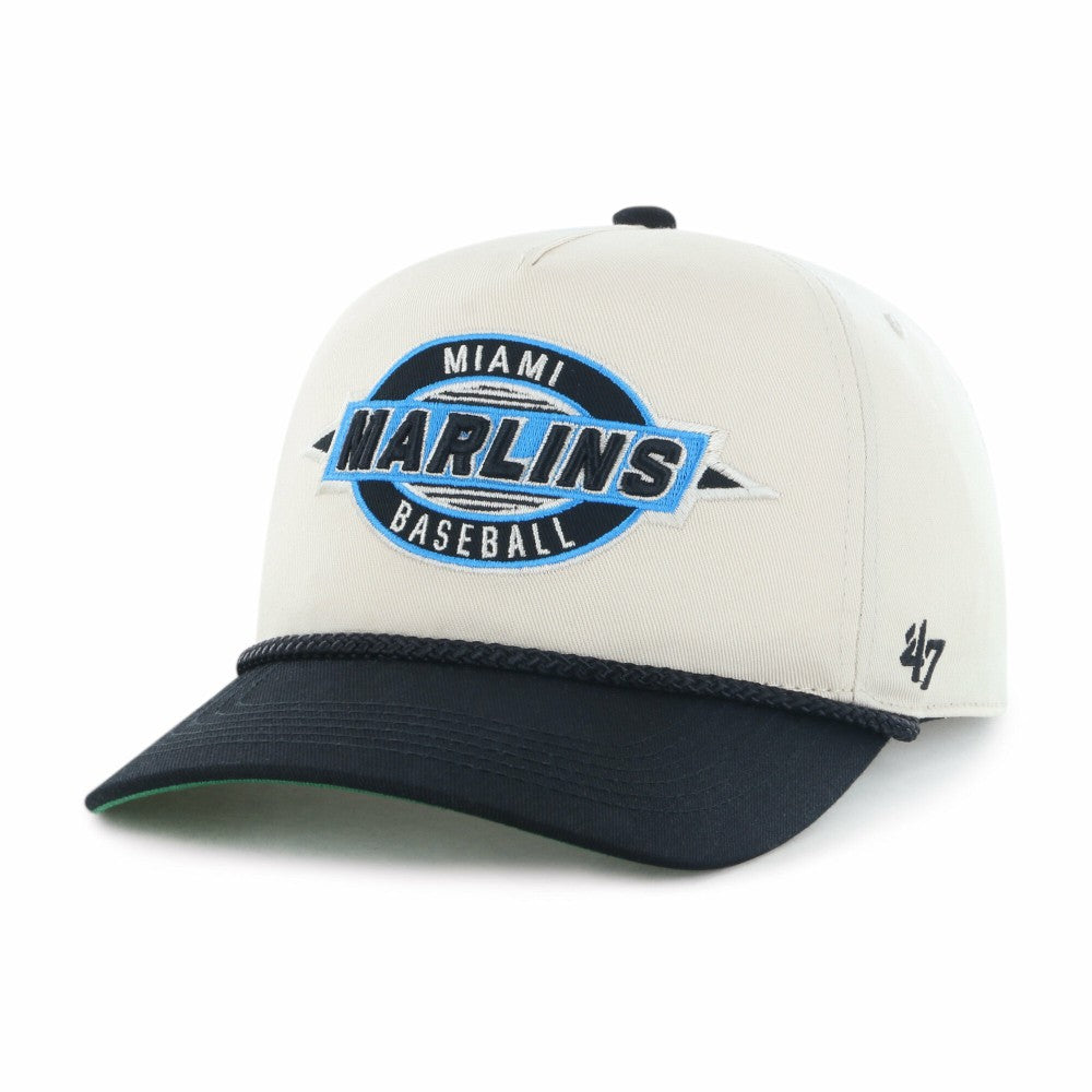Natural/Black Miami Marlins '47 Youth Frame Out Hitch Adjustable Hat
