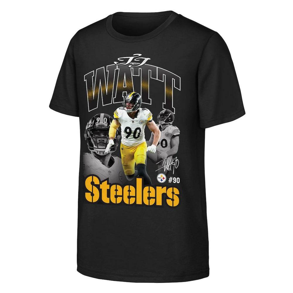 T.J. Watt  Outerstuff Youth Triple Pic T-Shirt - Pittsburgh Steelers T-shirts