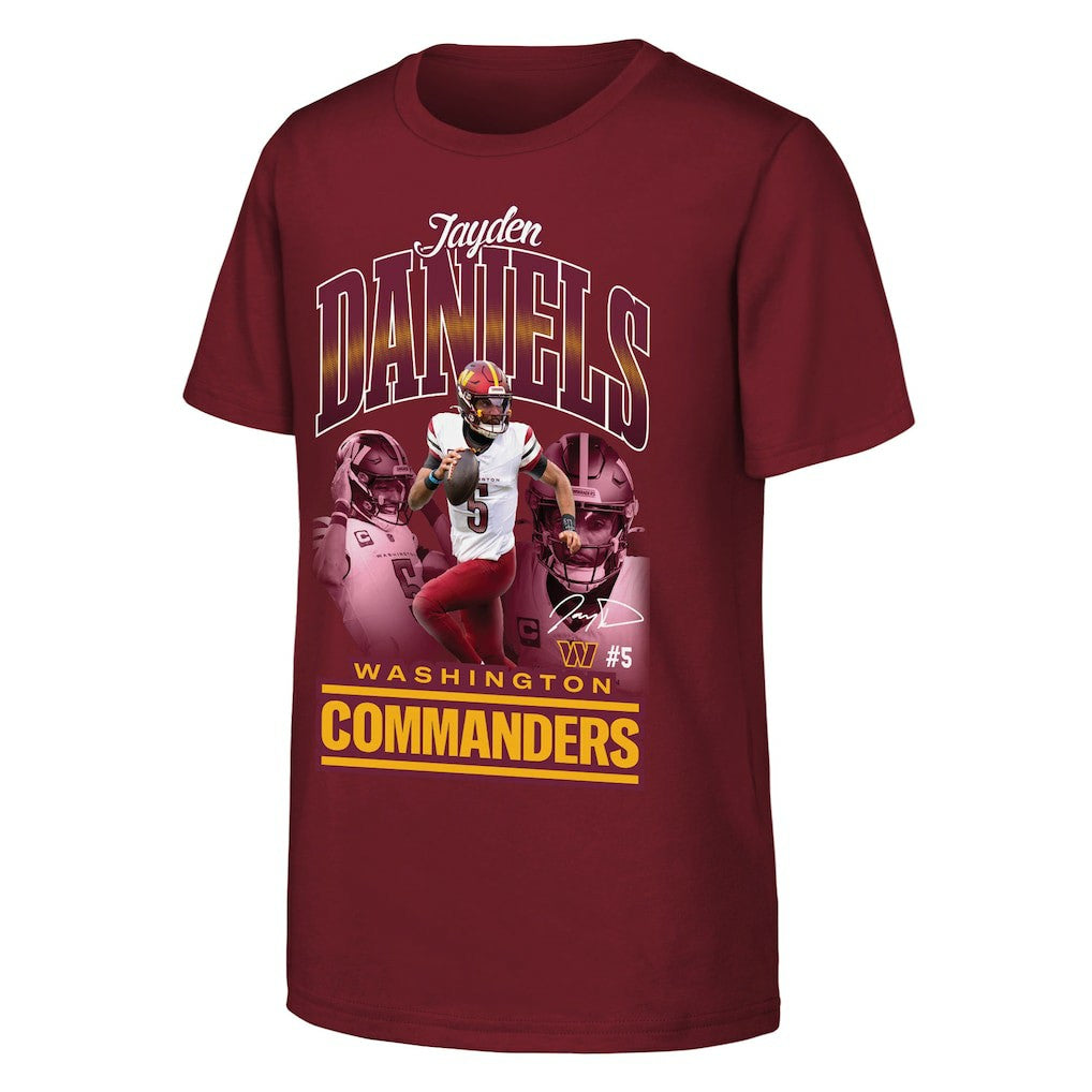 Jayden Daniels  Outerstuff Youth Triple Pic T-Shirt - Washington Commanders T-shirts