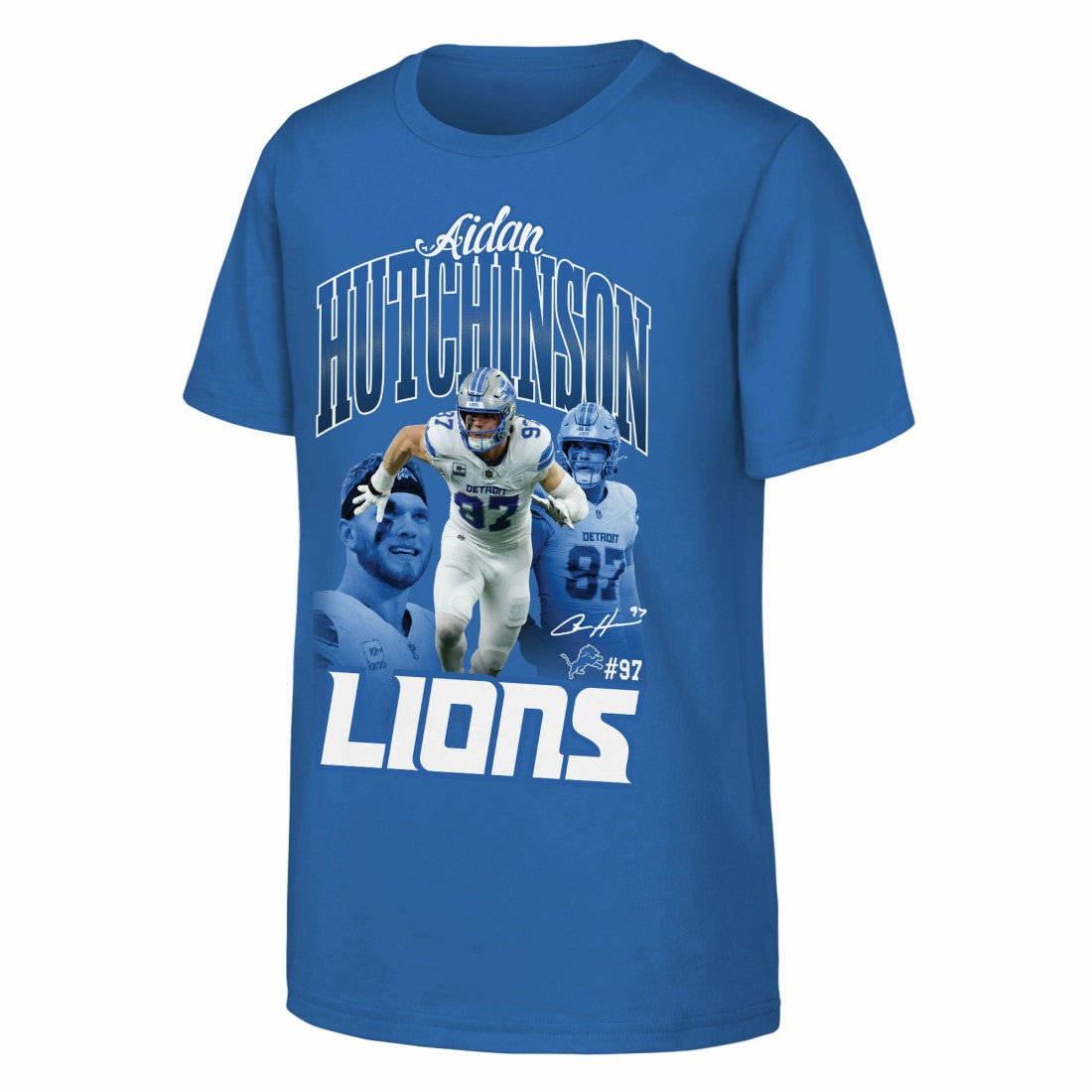 Aidan Hutchinson  Outerstuff Youth Triple Pic T-Shirt - Detroit Lions T-shirts