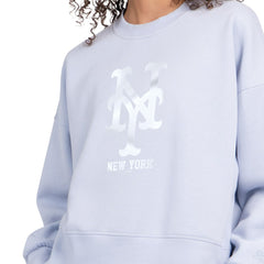 Light Blue New York Mets Starter Women's Pastels Boxy Fleece Sweatshirt