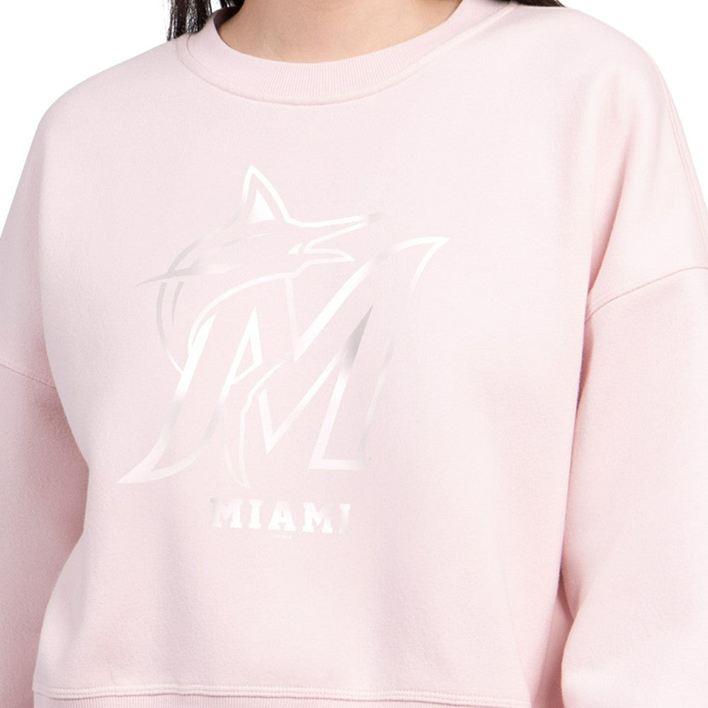 Light Pink Miami Marlins Starter Women's Pastels Boxy Fleece Sweatshirt
