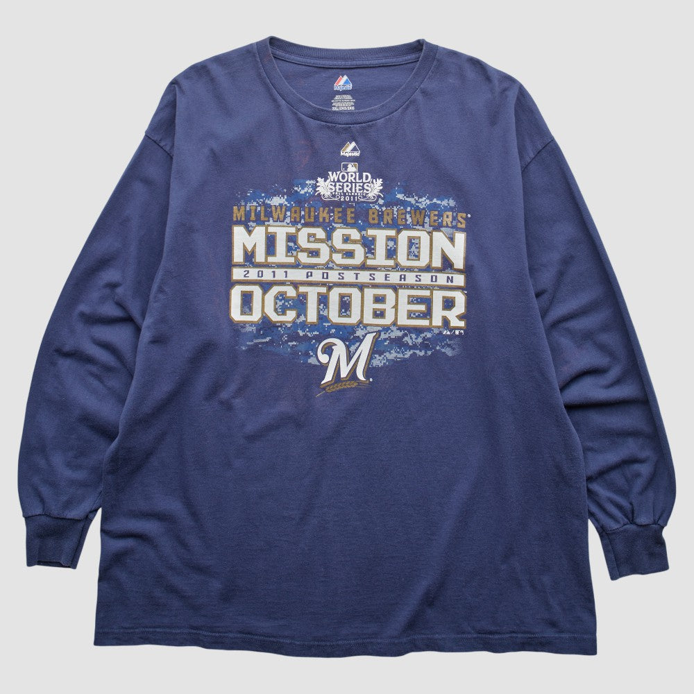 Blue Milwaukee Brewers Majestic 2011 Long Sleeve T-Shirt
