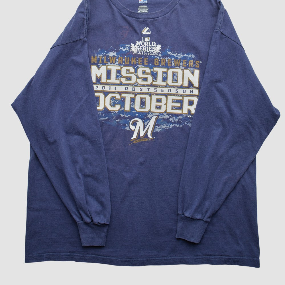 Blue Milwaukee Brewers Majestic 2011 Long Sleeve T-Shirt